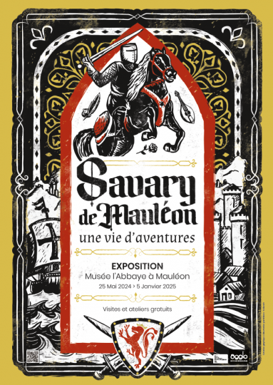 Affiche de l'exposition "Savary de Mauléon, une vie d'aventures" au musée L'Abbaye à Mauléon