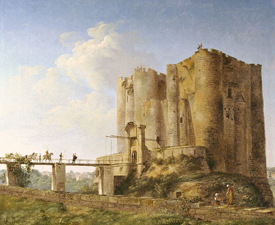 Vue du donjon de Niort avec pont-levis. Anonyme, 1813. 