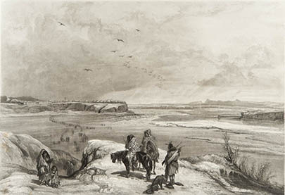 Fort Clark sur le Missouri (février 1834), lieu d’hivernage de l’expédition du prince de Wied-Neuwied.