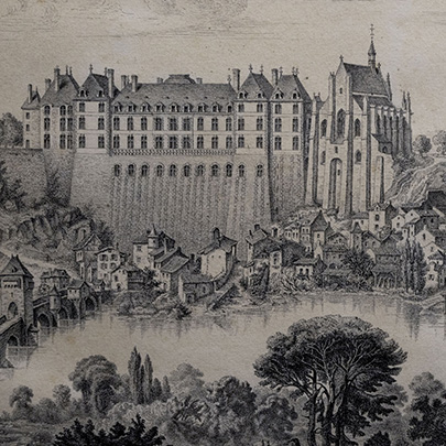 Détail de la vue du château de Thouars. Collections du musée de Thouars, inv. 1212