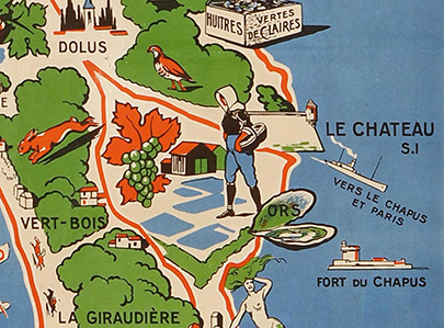 Détail de l'affiche réalisée par Louis Lessieux pour la promotion de l'île d'Oléron