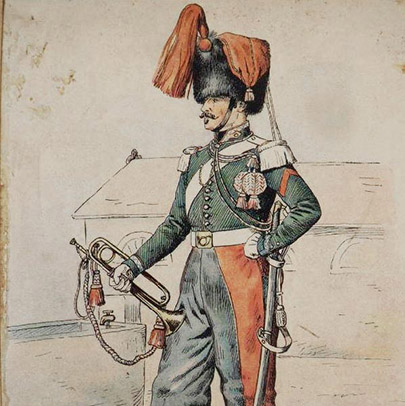 Trompette de régiment de chasseurs à cheval, circa 1850